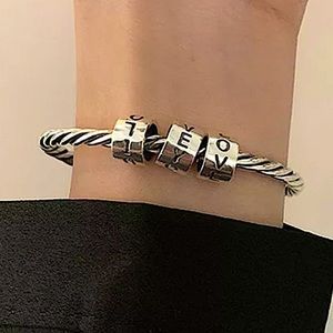 Sterling Silver Spinner I Love You Bangle Cuff Bracelet